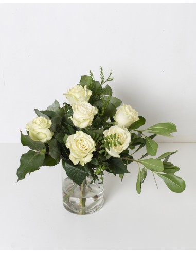 Six White Roses Bouquet